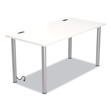 Union & Scale™ Essentials Writing Table-desk With Integrated Power Management, 59.7" X 29.3" X 28.8", White-aluminum freeshipping - TVN Wholesale